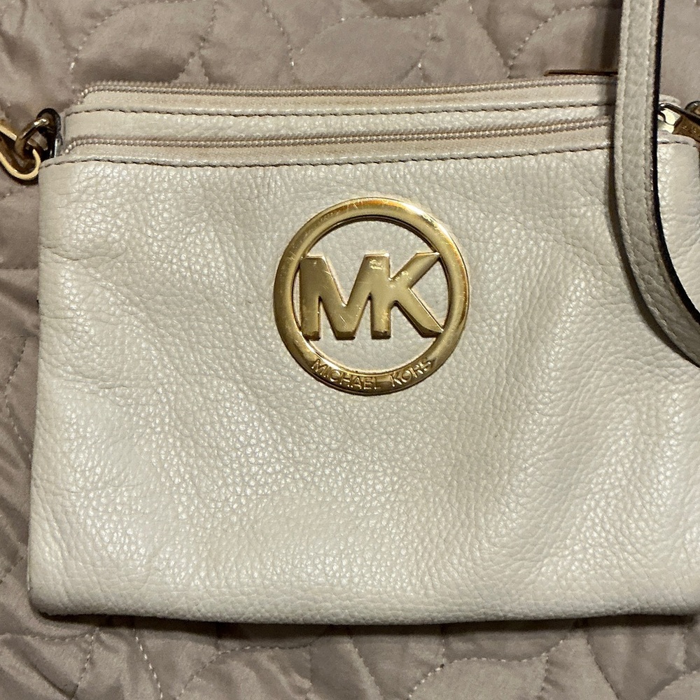 Michael Kors Ivory Crossbody Bag with Gold Logo